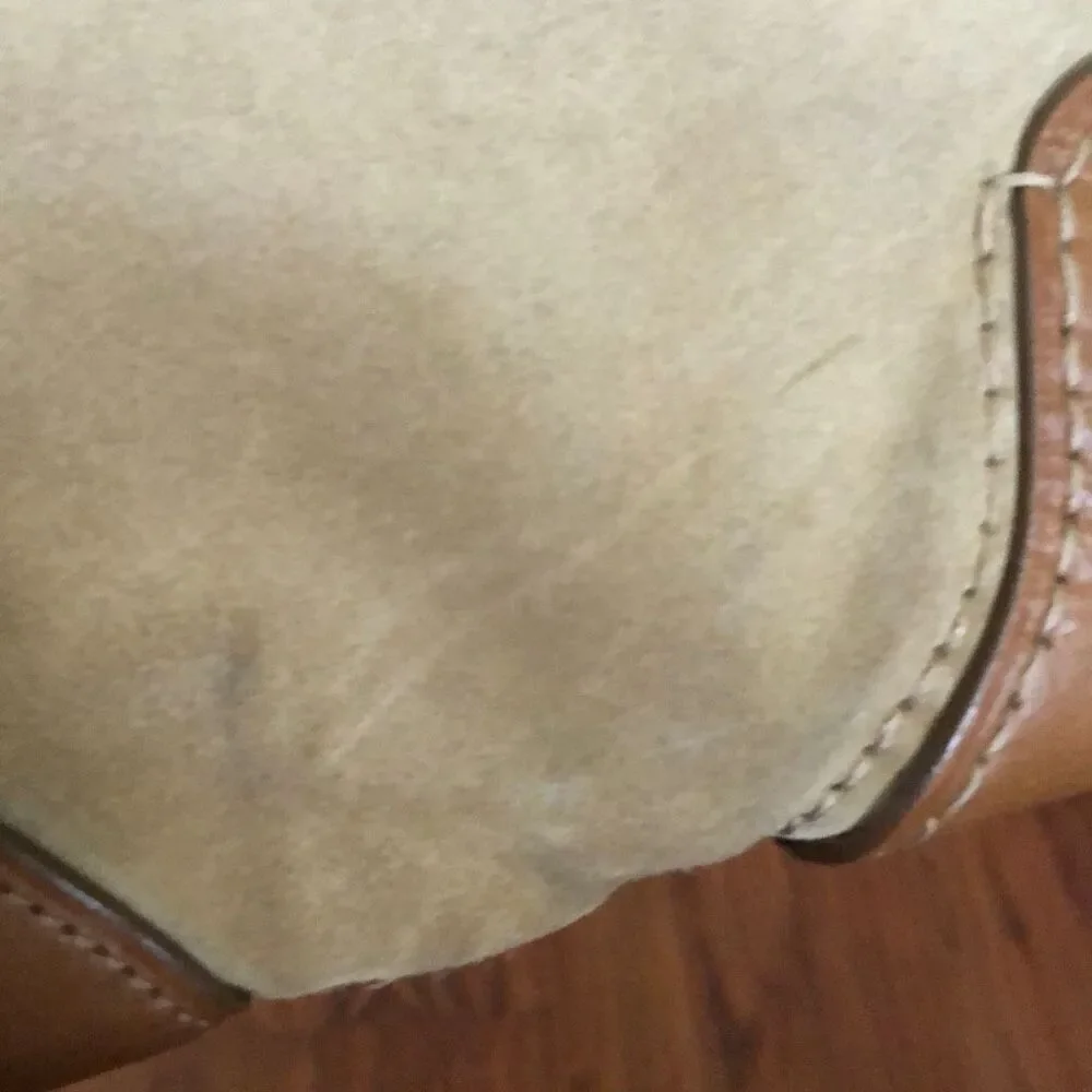 Tumi Suede and leather beige tan clutch handbag